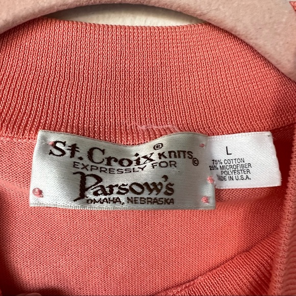 St. Croix Knits Vintage Salmon Mock Neck Short Sleeve Sweater Size Large - Picture 3 of 6